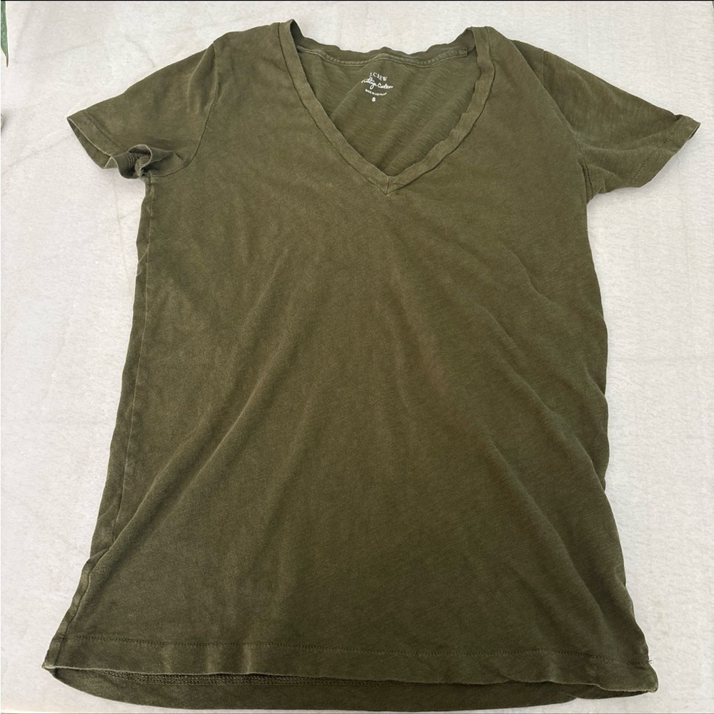 J. Crew Olive Short Sleeve V-Neck Tee